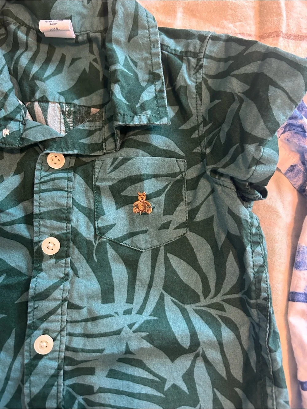 Baby GAP Bundle Green Leaf-Print 12-18 & Blue Plaid Button-Front 18-24 Rompers